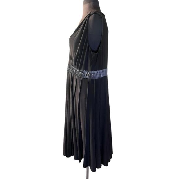 Y2K Slinky Stretch Babydoll Empire Embellished Dress 16 Glam Whimsigoth LBD - Picture 3 of 5